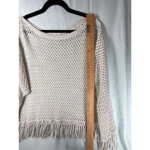 MerSea MER-SEA Cotton Beach Fringed Crochet Poncho Off-White Coastal Beach OS - Picture 11 of 14